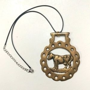 Equestrian Jewelry Brass Cow Medallion!